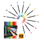 Kleurstiften Bic Intensity dual-tip assorti etui à 12 stuks