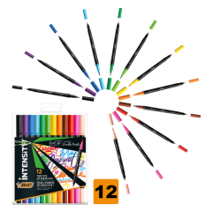 Kleurstiften Bic Intensity dual-tip assorti etui à 12 stuks