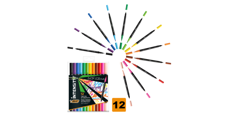 Kleurstiften Bic Intensity dual-tip assorti etui à 12 stuks