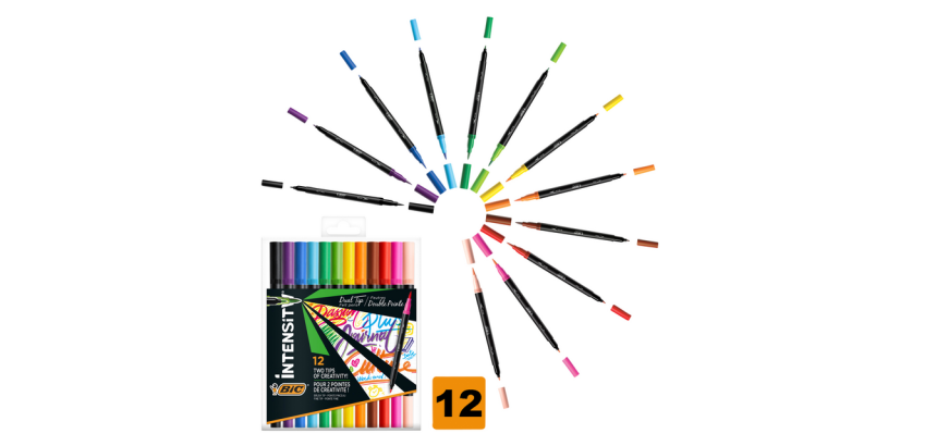 Kleurstiften Bic Intensity dual-tip assorti etui à 12 stuks