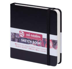 Schetsboek Talens Art Creation 80 witte vellen 140gr 120x120mm zwart