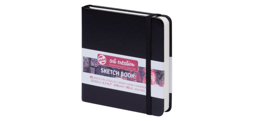 Schetsboek Talens Art Creation 80 witte vellen 140gr 120x120mm zwart