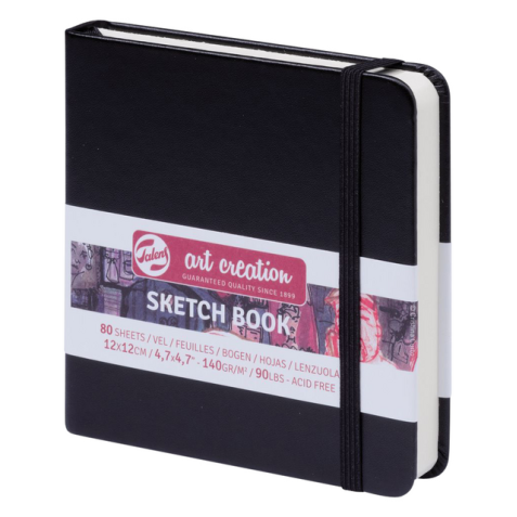 Schetsboek Talens Art Creation 80 witte vellen 140gr 120x120mm zwart