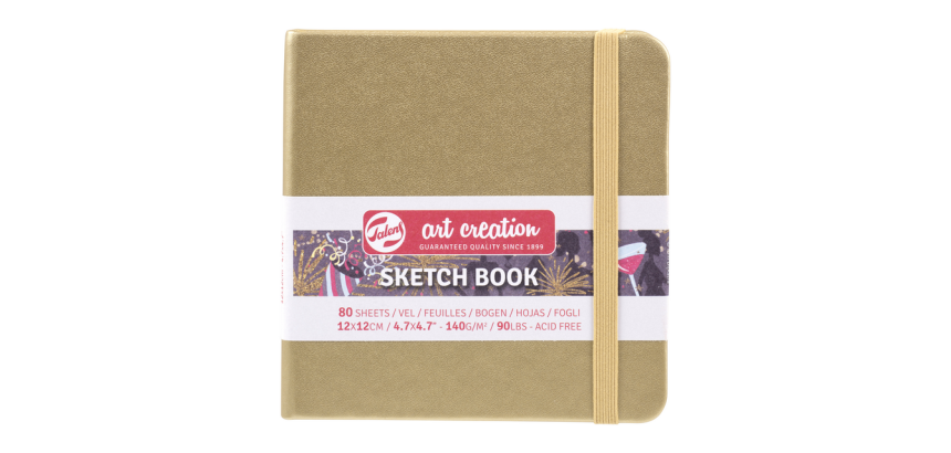 Schetsboek Talens Art Creation 80 witte vellen 140gr 120x120mm witgoud