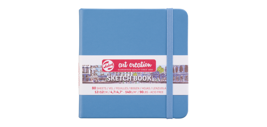 Schetsboek Talens Art Creation 80 witte vellen 140gr 120x120mm blauw