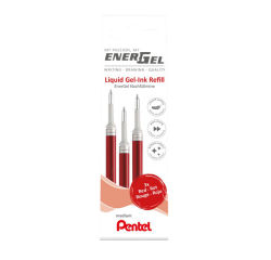 Gelschrijvervulling Pentel LR7 Energel medium rood  set à 3 stuks