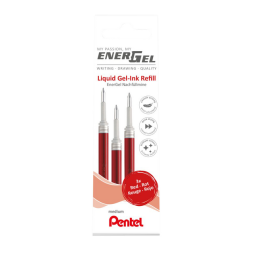 Gelschrijvervulling Pentel LR7 Energel medium rood  set à 3 stuks