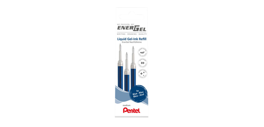 Pentel Energel LR7 Medium Blue Roller Refill Set of 3 Pieces