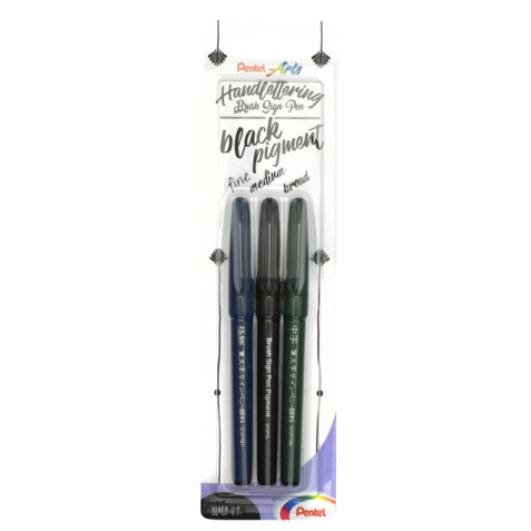 Feutre pinceau Pentel XSESP15 noir blister 3 pièces