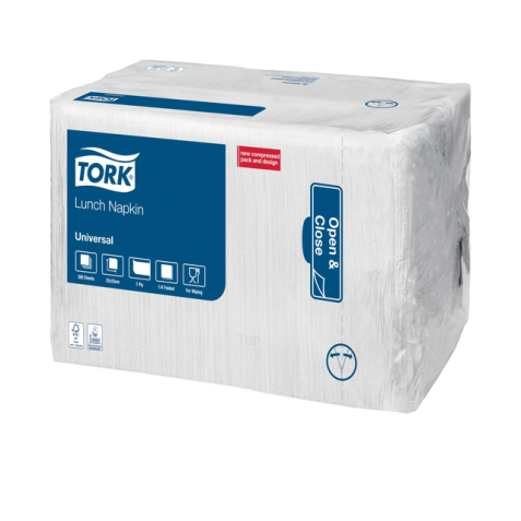 Lunchservet Tork 1-laags 33x33 500st wit 509300