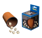 Gobelet à dés Tuckers Fun Factory similicuir inclus 6 dés