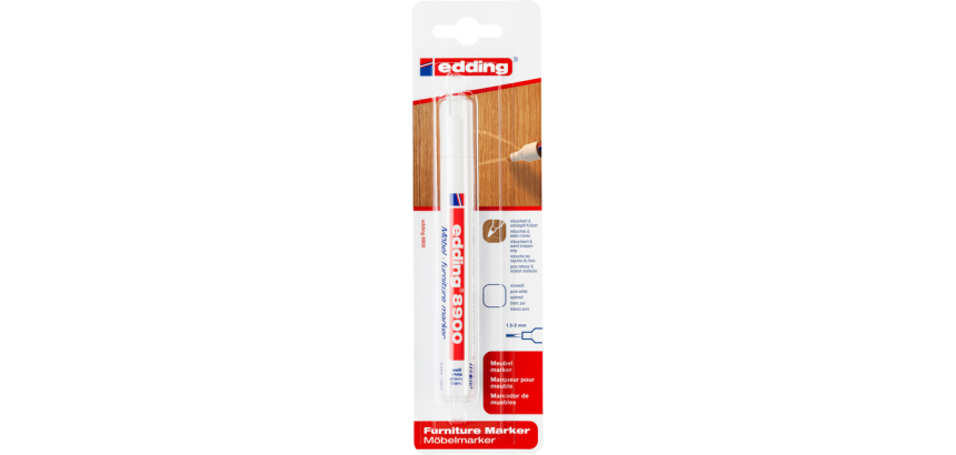 Viltstift edding 8900 meubel rond 1.5-2mm spierwit blister à 1 stuk