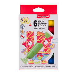 Bâton gouache Bruynzeel Kids set 6 couleurs basiques