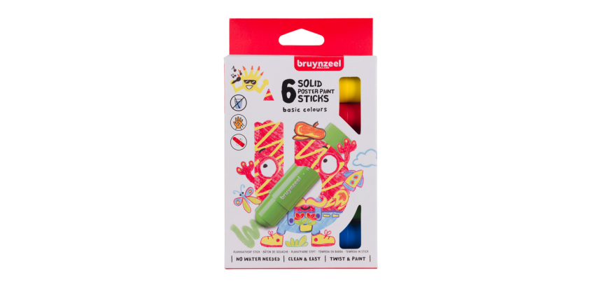 Bâton gouache Bruynzeel Kids set 6 couleurs basiques