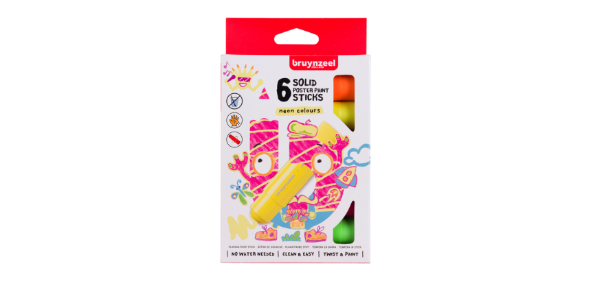 Bruynzeel Kids Gouache Stifte Set, 6 Neonfarben