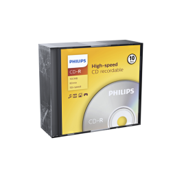 CD-R Philips 80Min 700MB 52x Boîte Slim Case 10 pièces