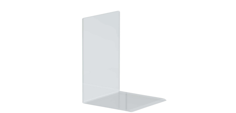 <blockquote>Schwerlastbuchstützen aus transparentem Acryl, 120 x 120 x 170 mm</blockquote>