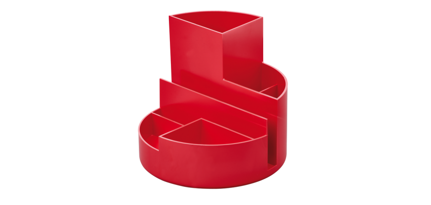 Pennenkoker MAULroundbox Blauwe Engel recycled 6 vaks rood