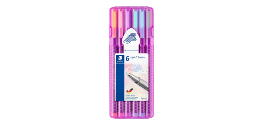Staedtler Triplus fineliner, stand-up case of 6 pastel colors
