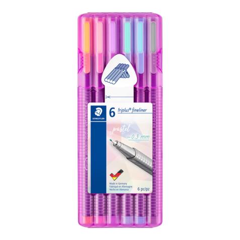 Staedtler fineliner Triplus, opstelbare box met 6 pastelkleuren