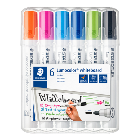 Marqueur tableau blanc Staedtler Lumocolor351 set 6 pièces assorti