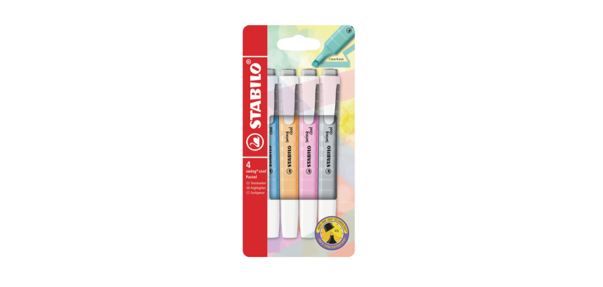 STABILO Swing Cool Highlighter 275/4 Pastel Assorted Set of 4 Pieces