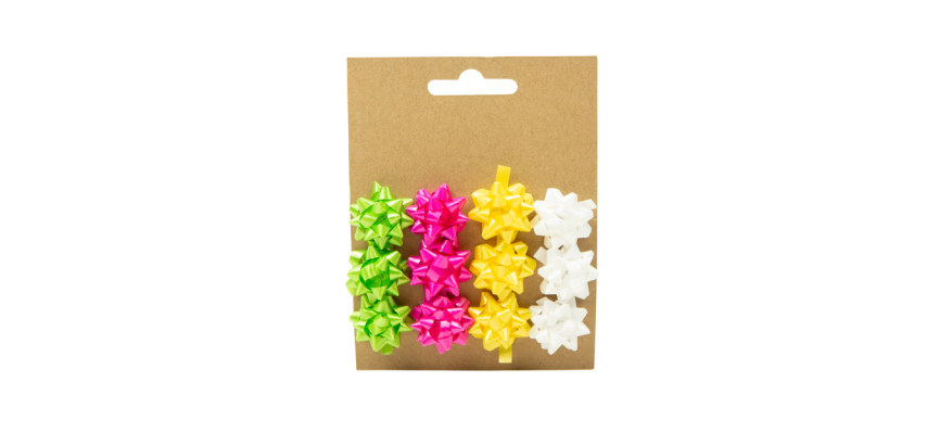 Mini green/pink/yellow/white bows 12 pieces