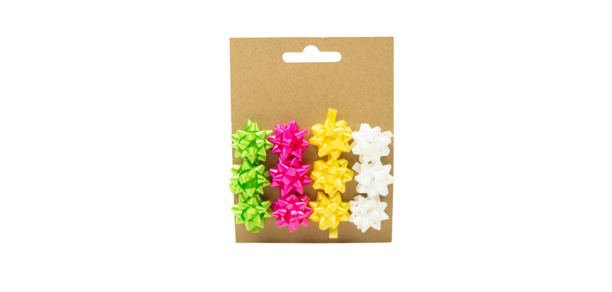 Mini noeuds vert/rose/jaune/blanc 12 pièces