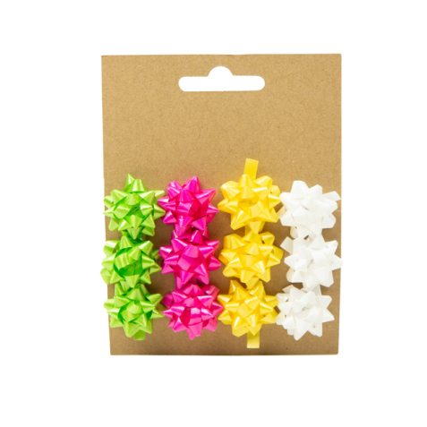 Mini noeuds vert/rose/jaune/blanc 12 pièces