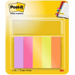 Markeerstrook Post-it 670-5-TFEN 15x50mm Energetic 5 stuks