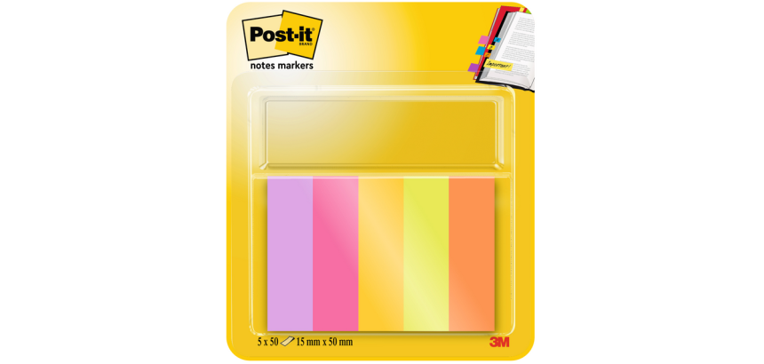 Marque-pages Post-it 670-5 TFEN 15x50mm Energetic 5 pièces