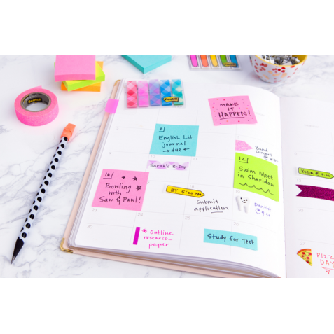 Notes repositionnables rose Post-it 127 x 76 mm - bloc de 100 feuilles