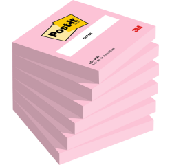 Bloc mémos Post-it 654 76x76mm rose 6 pièces