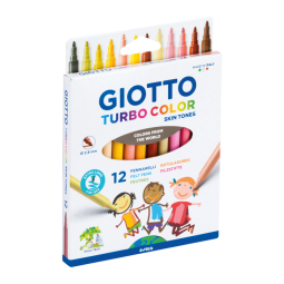 De_rotulador giotto turbo color skin tones lavable punta bloqueada caja de 12 colores surtidos