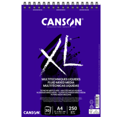 Bloc à dessin Canson XL Multitechniques liquides A4 30 feuilles 250g ultra blanc