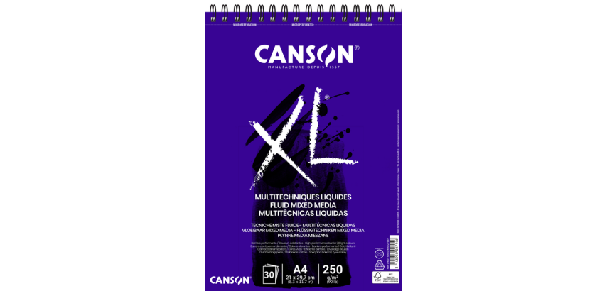 Canson XL Multitechniques-Block für flüssige Medien A4 30 Blatt 250g ultrablau