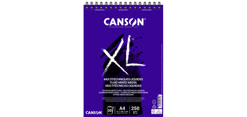 Mixed mediapapier Canson XL Fluid Mixed Media 30vel 250gr A4 extra wit