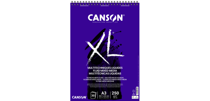 Canson XL Zeichenblock Multitechniken flüssig A3 30 Blatt 250g ultraweiß