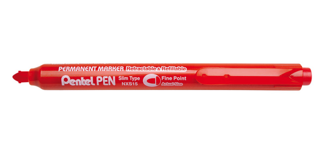 Rechargeable fine tip permanent marker Pentel NXS15 1 mm red