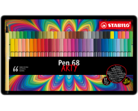 Feutre STABILO Pen 68 Arty Medium assorti boîte 66 pièces