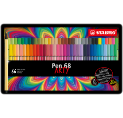 Feutre STABILO Pen 68 Arty Medium assorti boîte 66 pièces