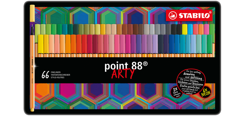 Fineliner STABILO point 88/66 Arty fijn assorti blik à 66 stuks