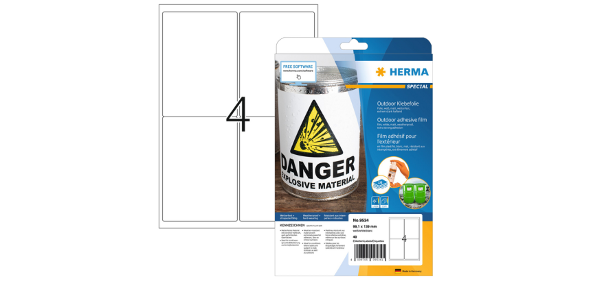 Etiquette HERMA 9534 99,1x139mm résistante aux intempéries blanc 40pcs