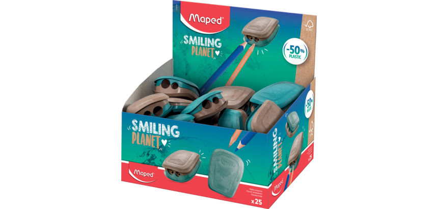 Puntenslijper Maped Smiling Planet 2-gaats display à 25 stuks