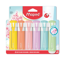 Markeerstift Maped set à 6 pastel kleuren