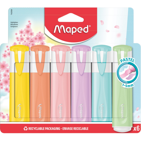 Markeerstift Maped set à 6 pastel kleuren