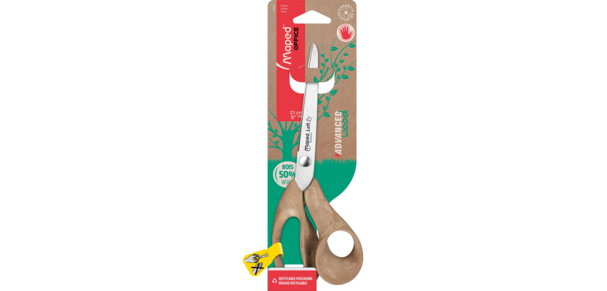 Ciseaux Maped Office Advanced Wood 21cm gaucher brun