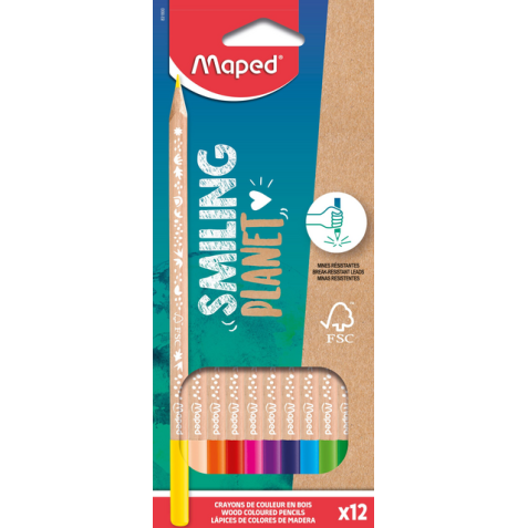 Crayon de couleur Maped Smiling Planet boîte 12 couleurs