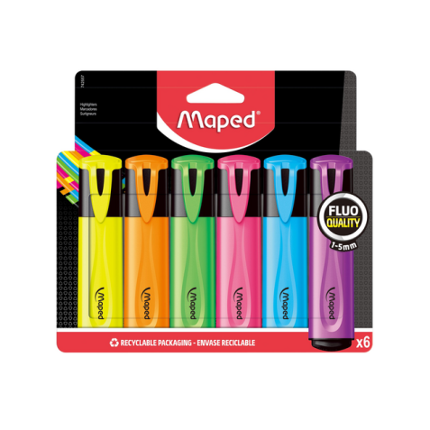 Markeerstift Maped set à 6 standaard kleuren