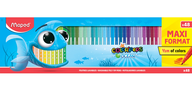 Feutre Maped Color'Peps Ocean boîte 48 couleurs